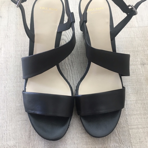Cole Haan Ravenna black and white wedge sandal 9B - Picture 3 of 7